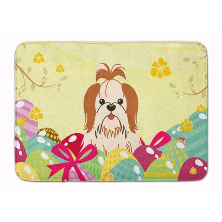 Carolines Treasures Easter Eggs Shih Tzu Red White Machine Washable Memory Foam Mat BB6087RUG